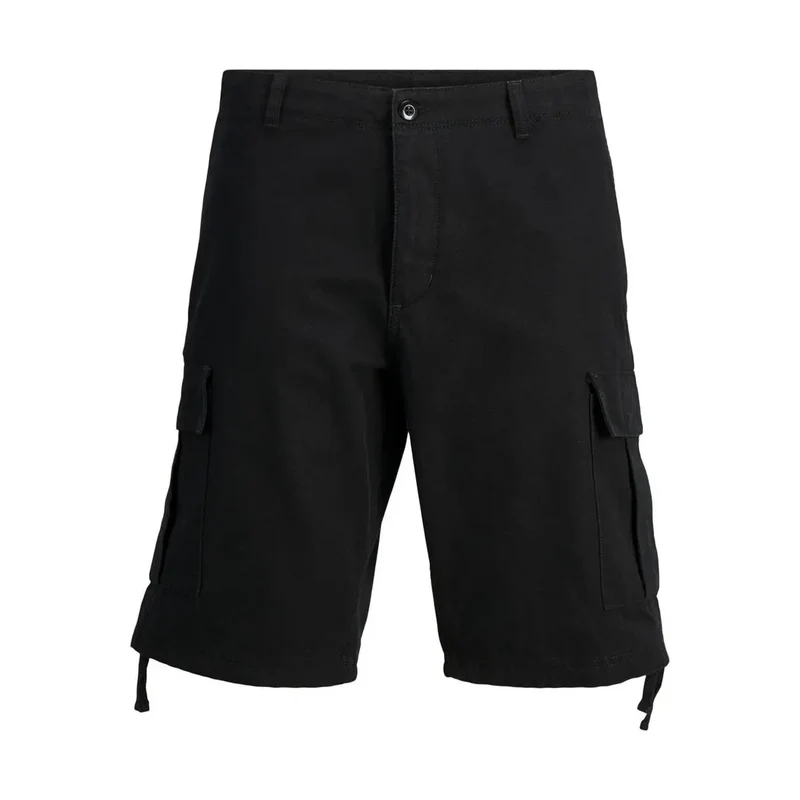 Jack & Jones Black Cotton Men Shorts with Multiple Pockets (Short en coton pour hommes avec poches multiples)