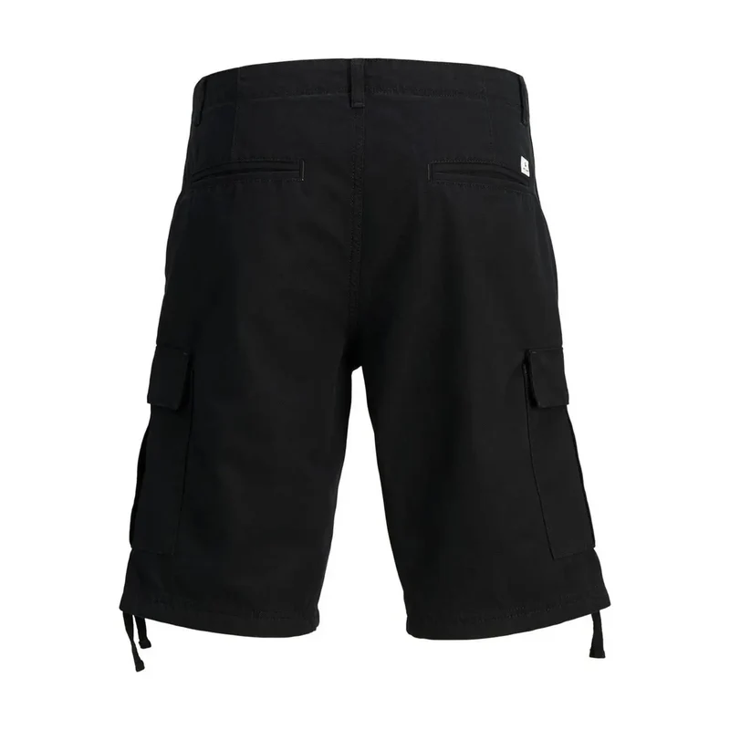Jack & Jones Black Cotton Men Shorts with Multiple Pockets (Short en coton pour hommes avec poches multiples)