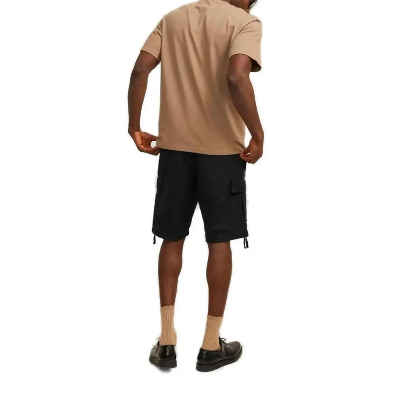 Jack & Jones Black Cotton Men Shorts with Multiple Pockets (Short en coton pour hommes avec poches multiples)