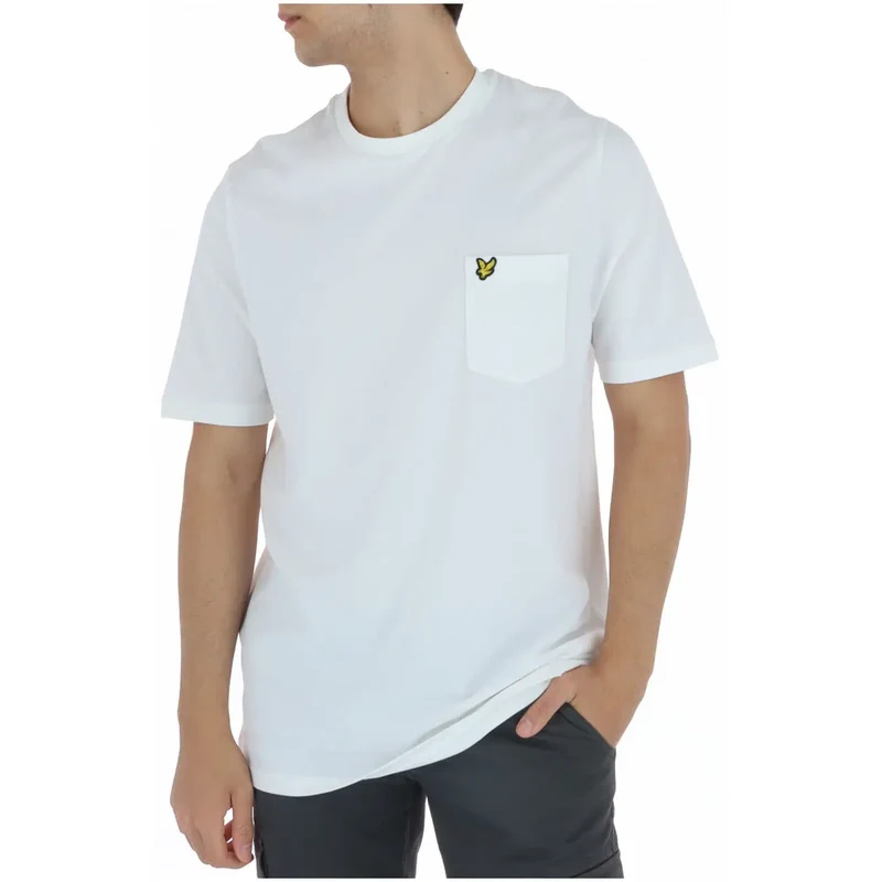 Lyle & Scott Hommes - T-shirt en coton imprimé blanc avec poches sur le devant