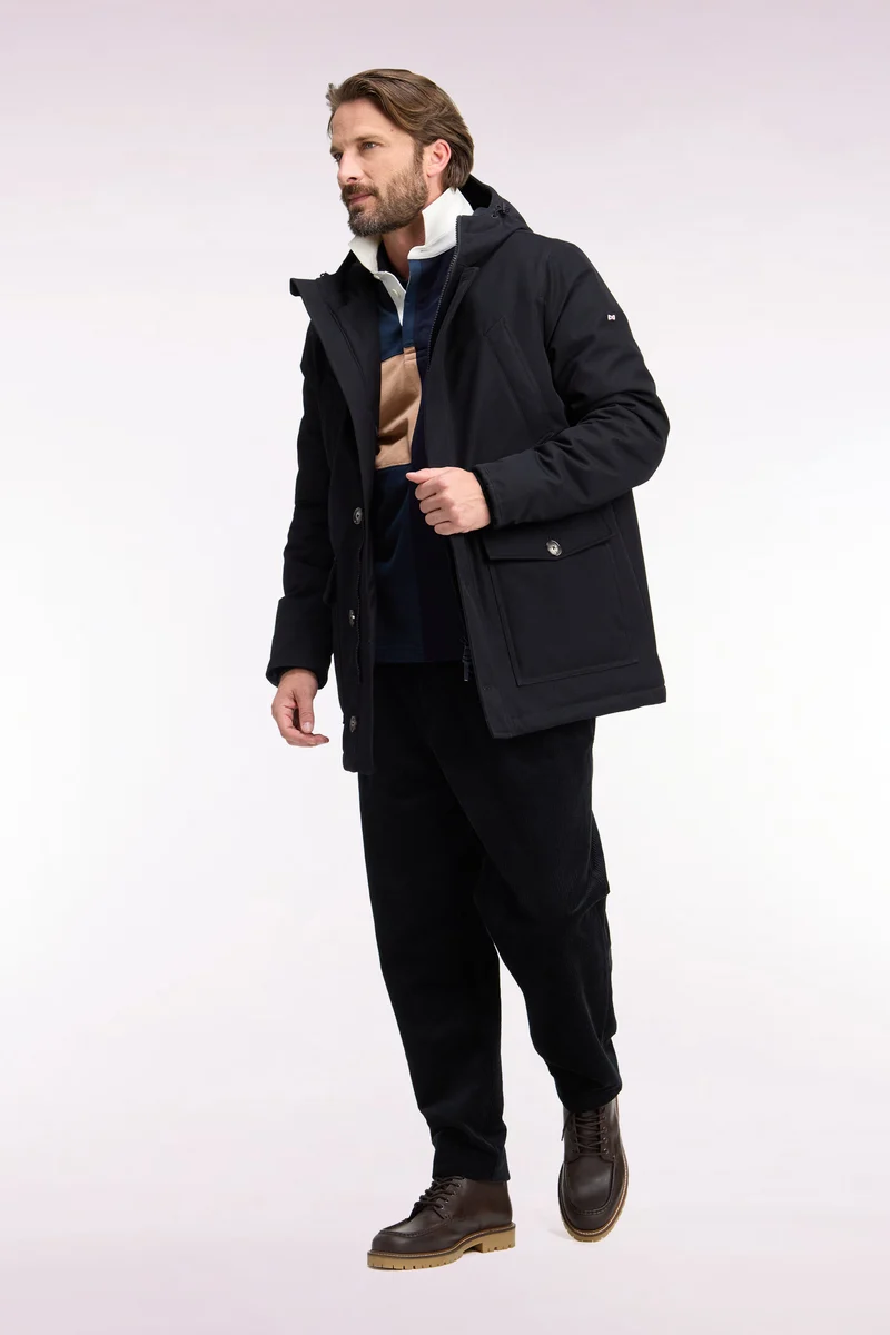Parka boutonnée noire