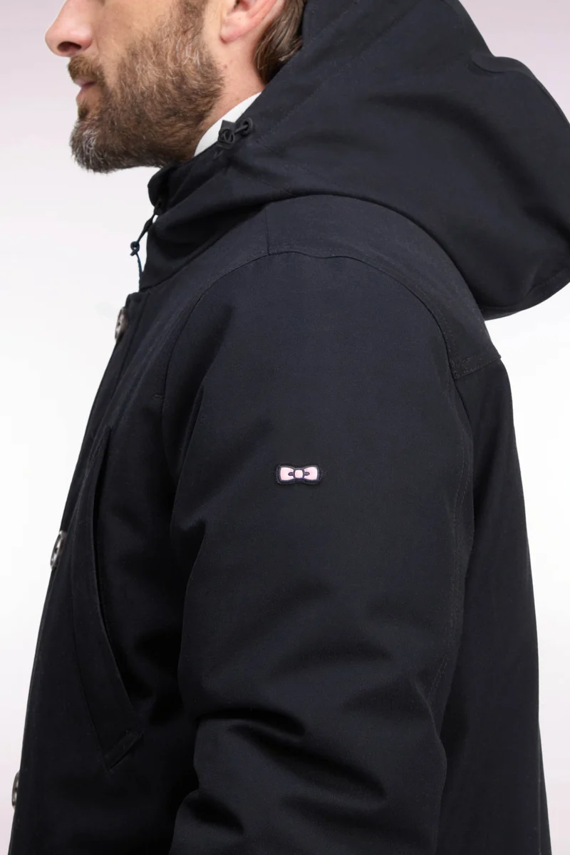 Parka boutonnée noire