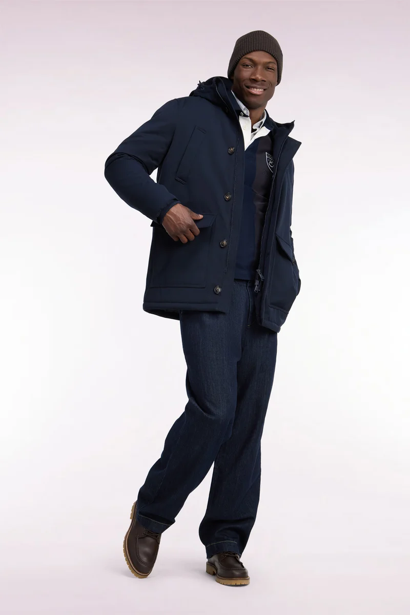 Parka boutonnée marine