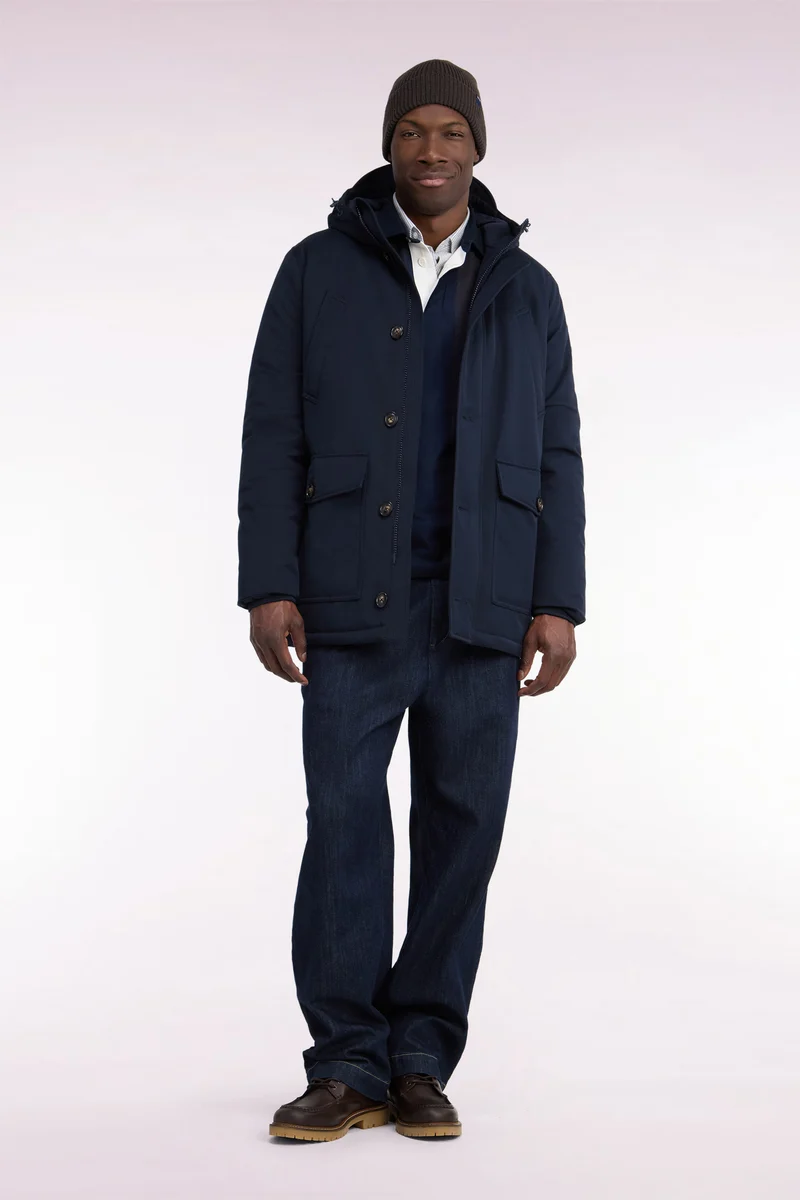 Parka boutonnée marine