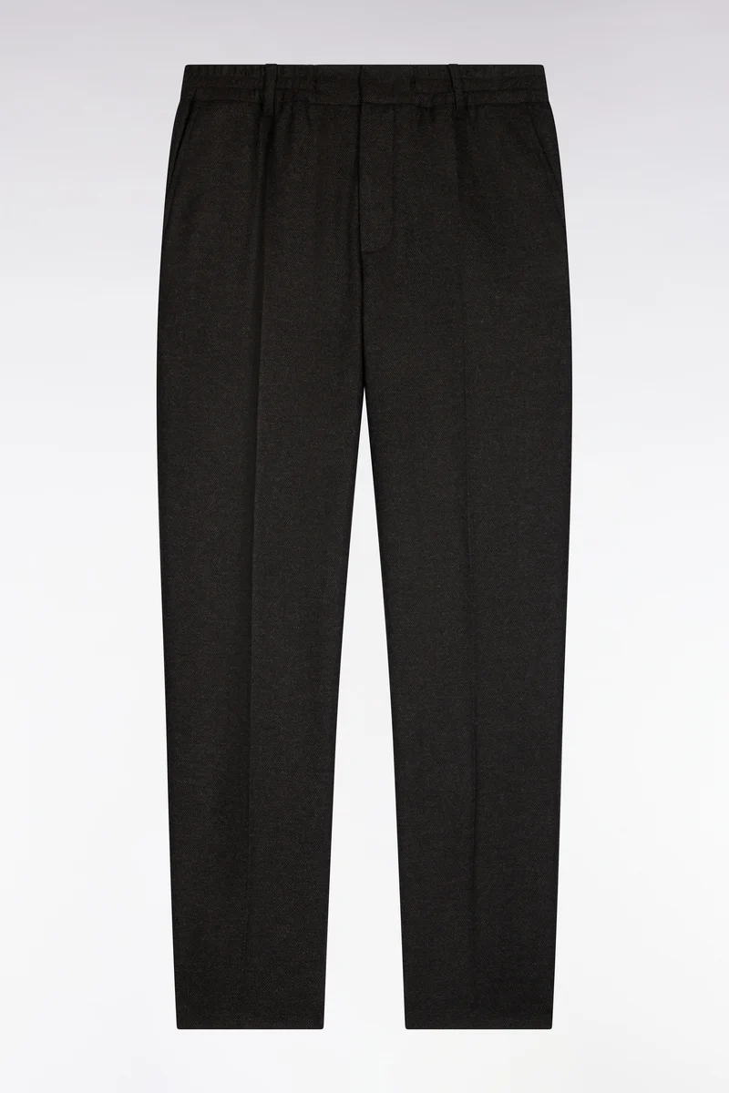 Pantalon à taille élastiquée en feutre léger marron coupe Modern