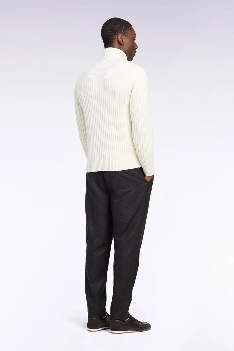 Pantalon à taille élastiquée en feutre léger marron coupe Modern