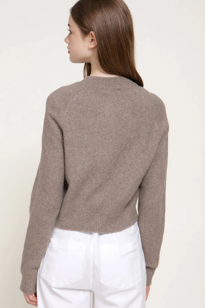 Long Sleeve Round Neck Button Down Sweater Cardigan: GRN-dark green / L
