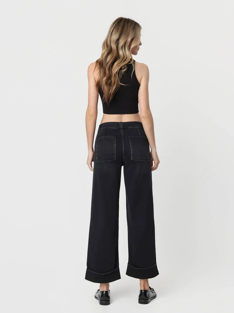 High Rise Elastic Waistband cuffed baggy