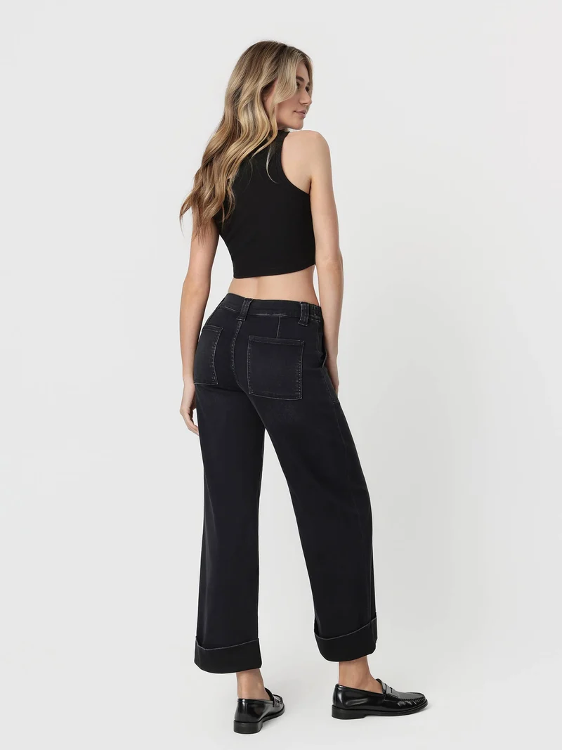 High Rise Elastic Waistband cuffed baggy