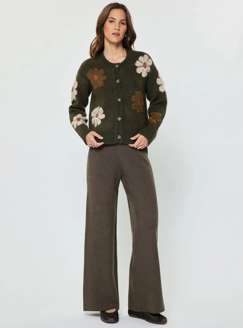 Floral Knit Sweater Cardigan