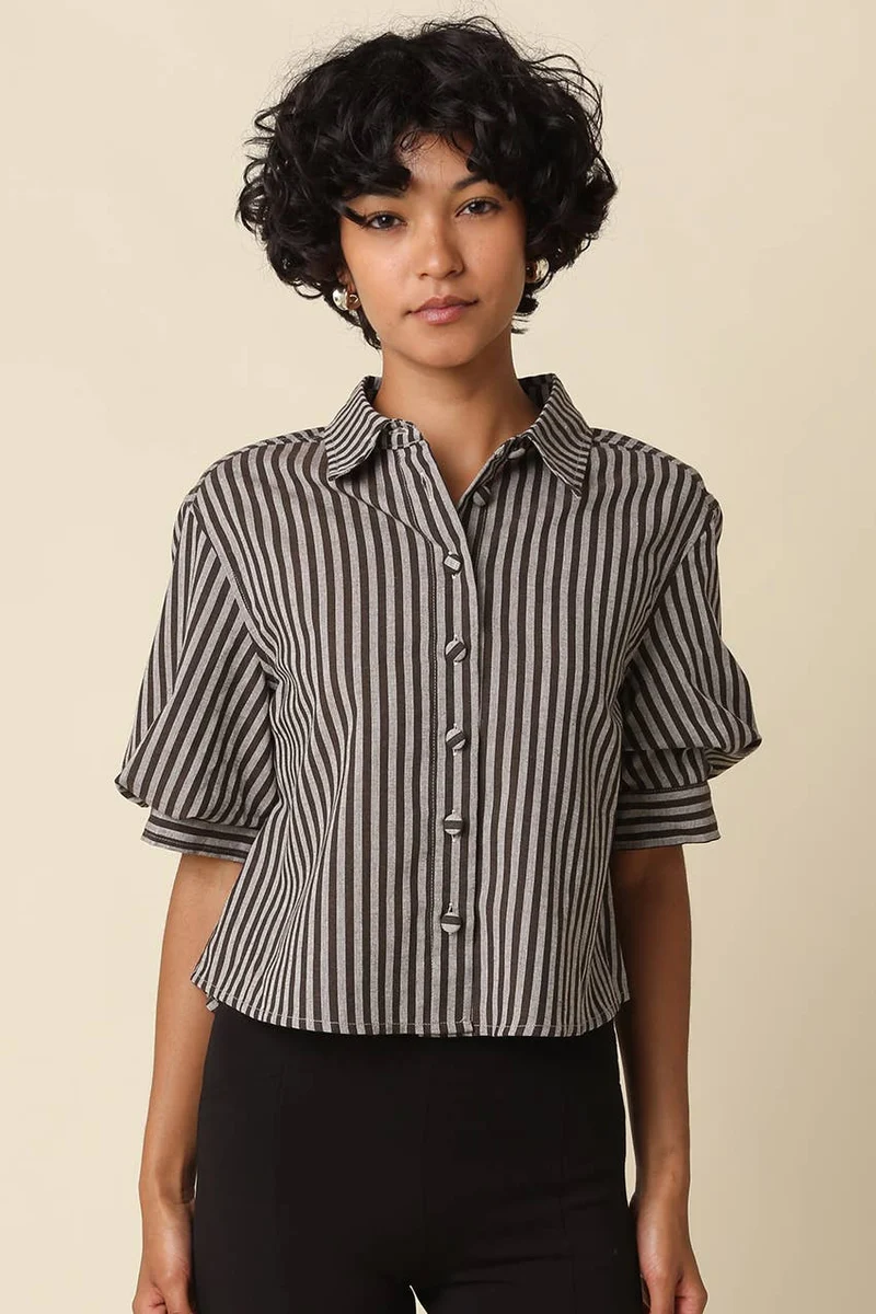 Brown Stripe Blouse