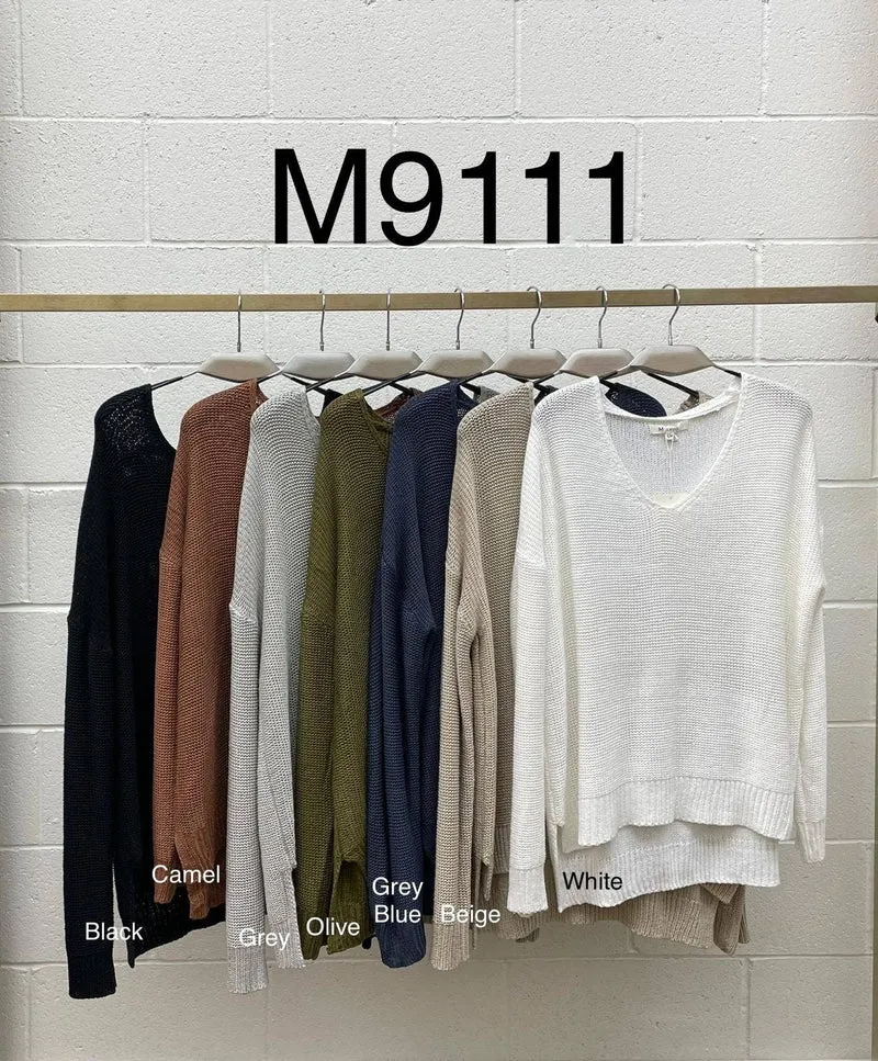Coastal Luxe V-Neck Sweater | Lightweight Cotton Blend Knit: Camel / Contemporary / L