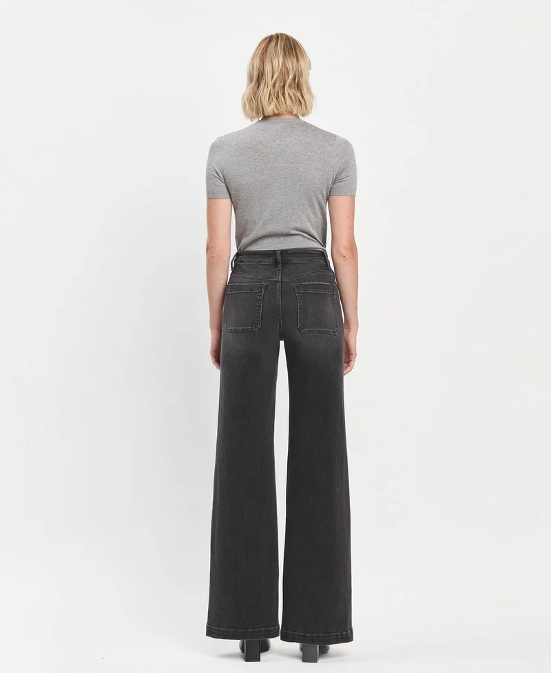 High Rise Patch Pkt Wide Leg