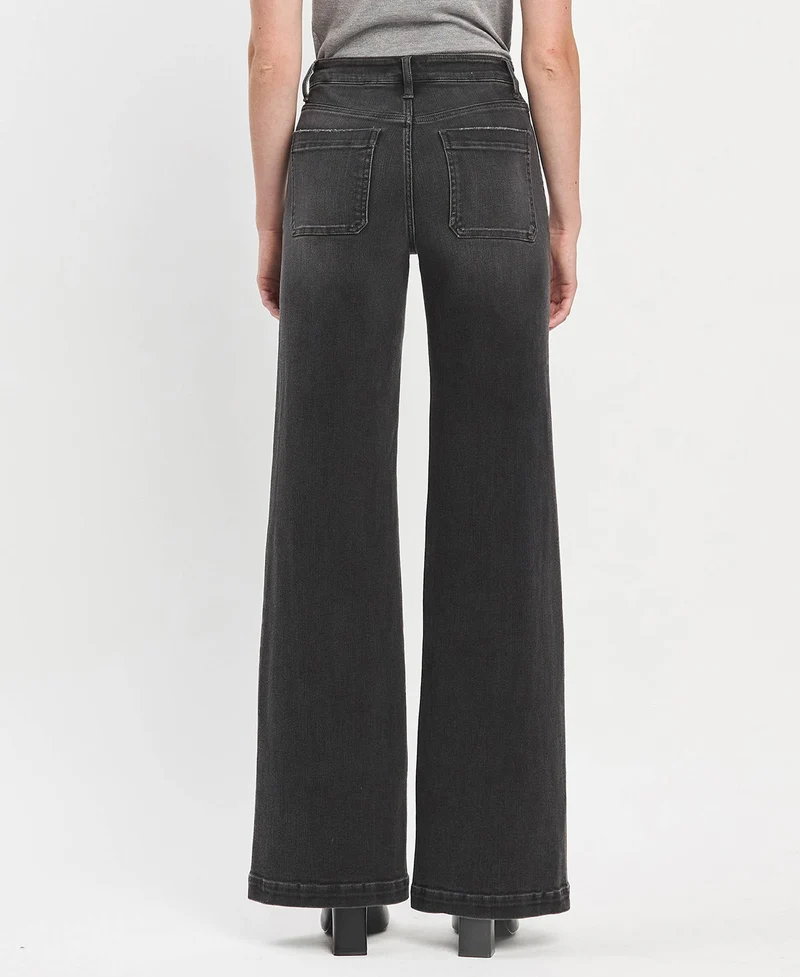 High Rise Patch Pkt Wide Leg