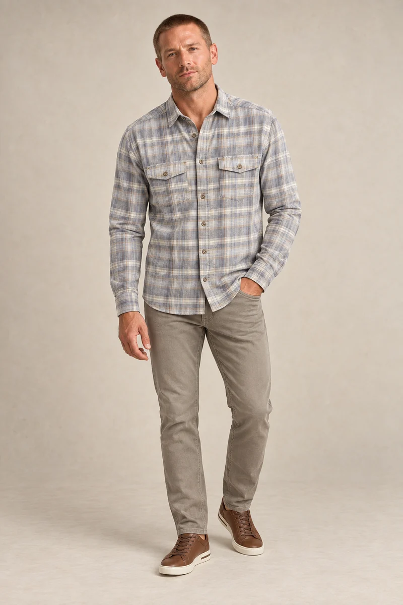La chemise à carreaux en coton