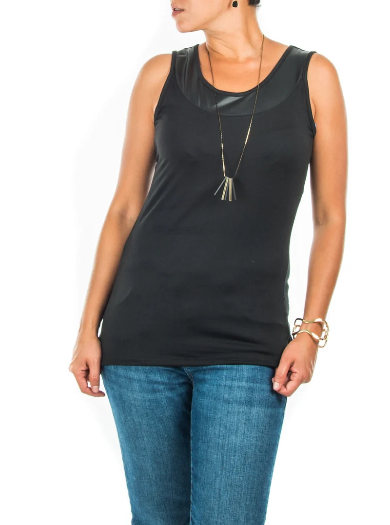 Camisole à encolure de similicuir