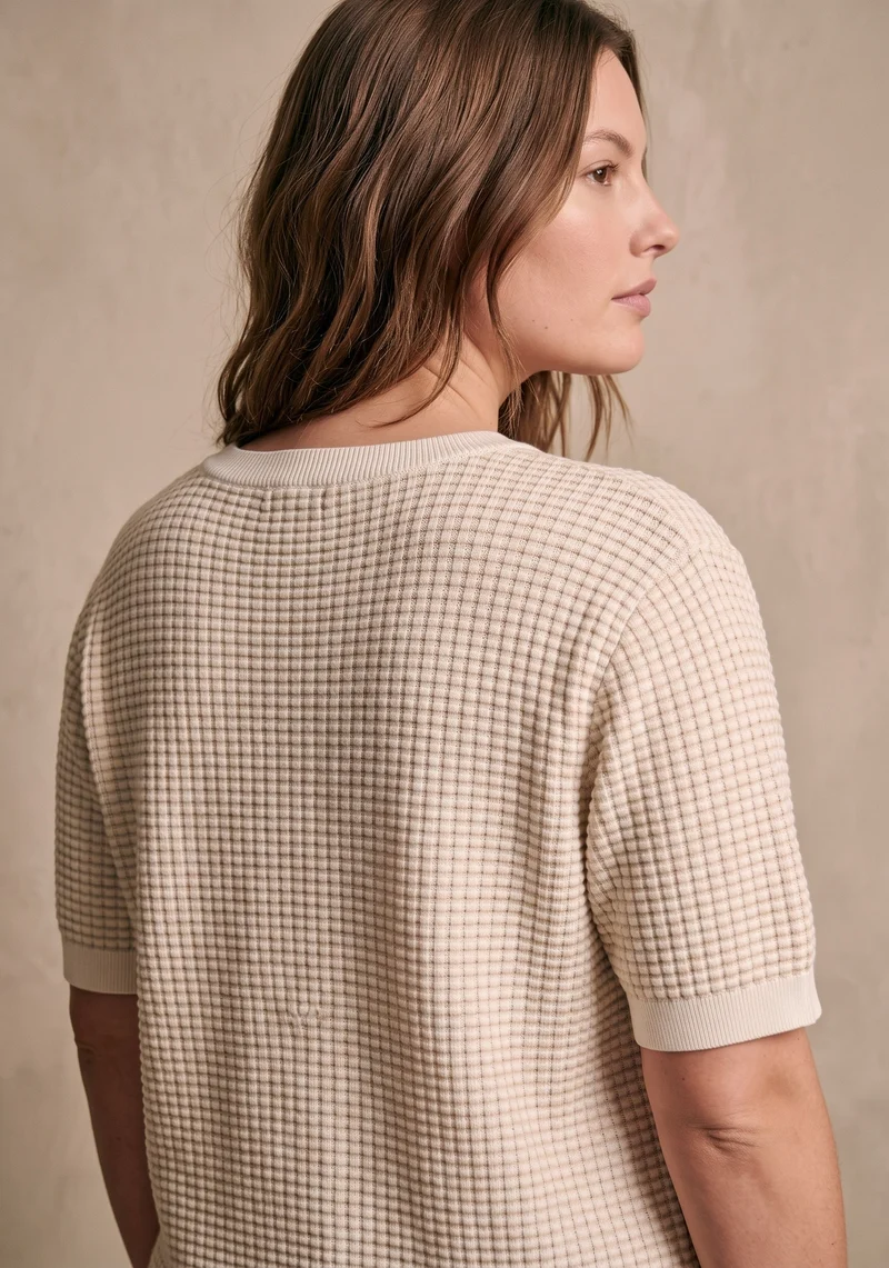 Curve - Tshirt maille bicolore carreaux - Eline
