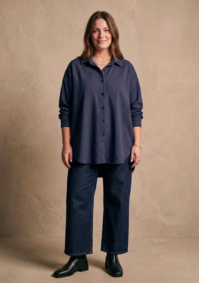 Curve - Chemise en jean oversize col chemise manches longues - Laura