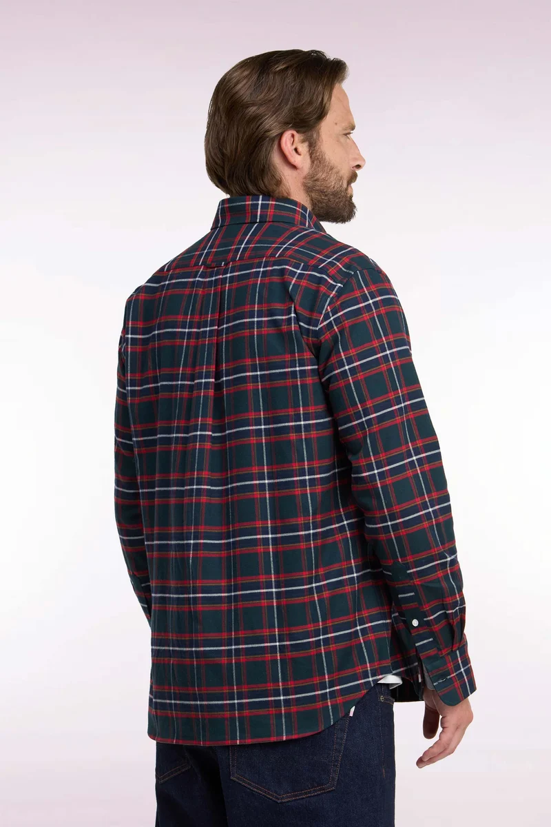 Chemise en flanelle de coton à carreaux coupe droite
