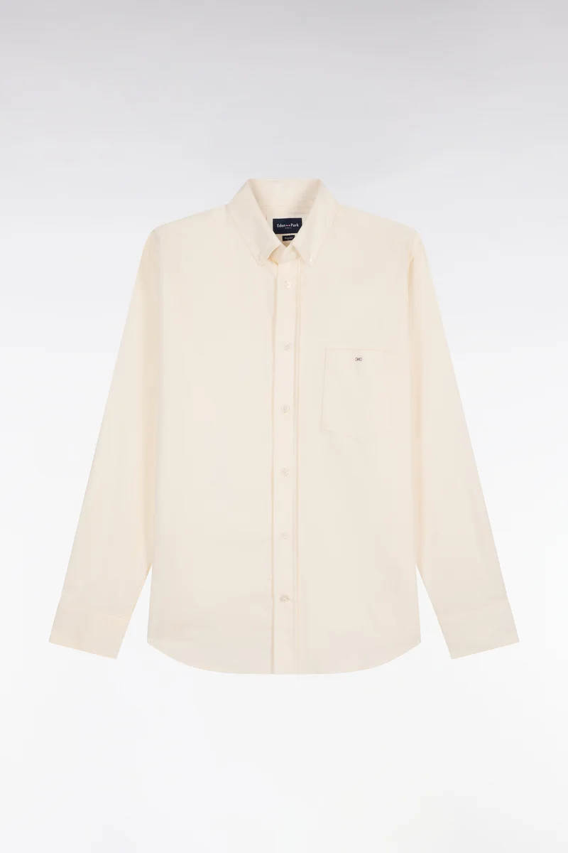 Chemise en coton côtelé écru coupe droite