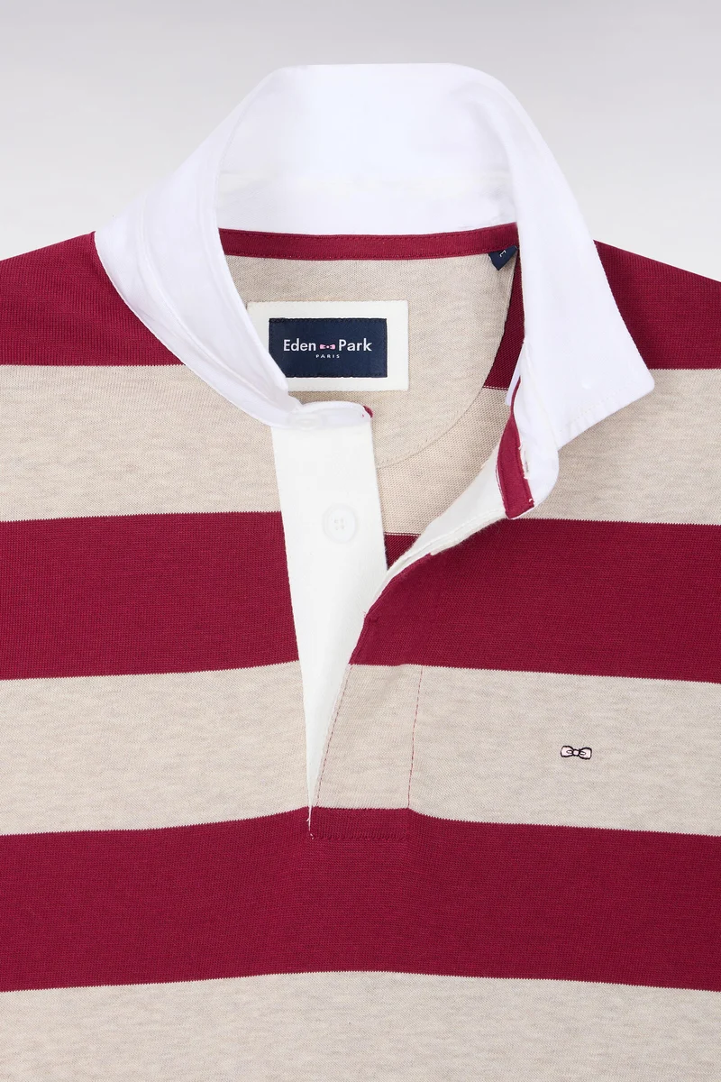 Maillot manches longues en jersey de coton rayé rouge