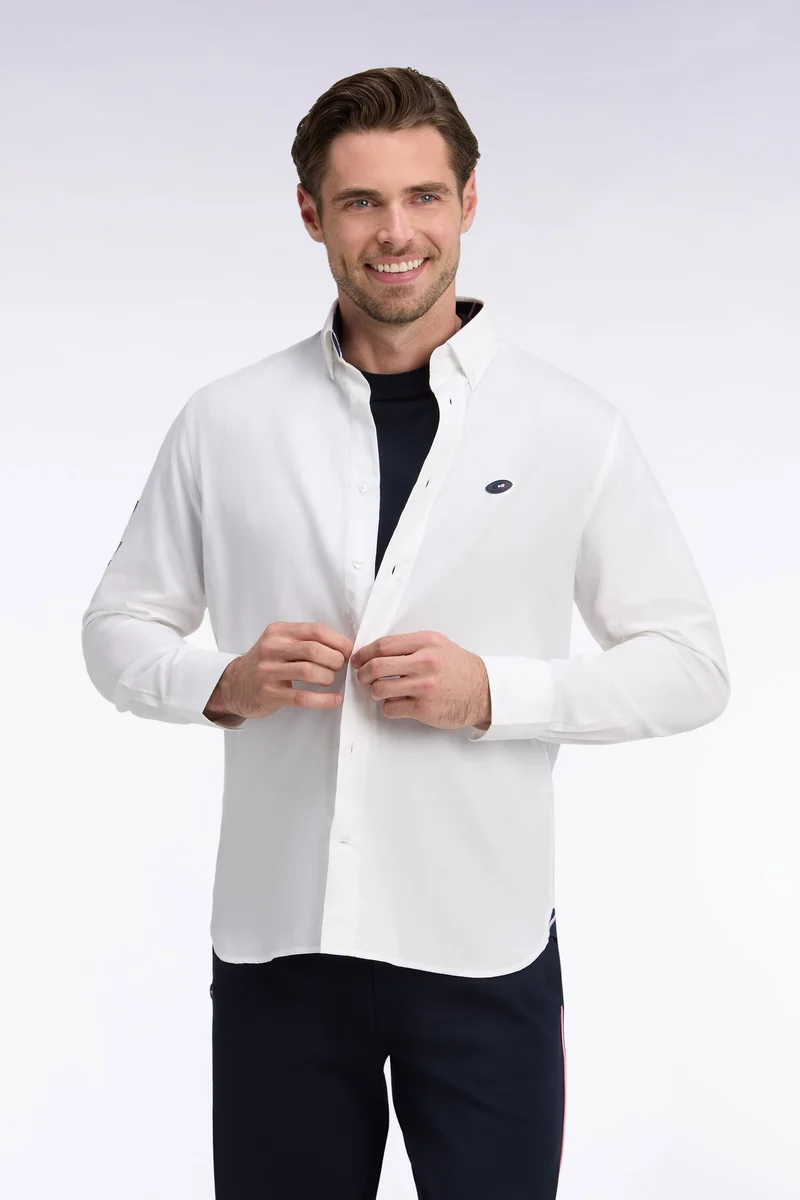 Chemise XV de France en coton blanc patch dos coupe droite
