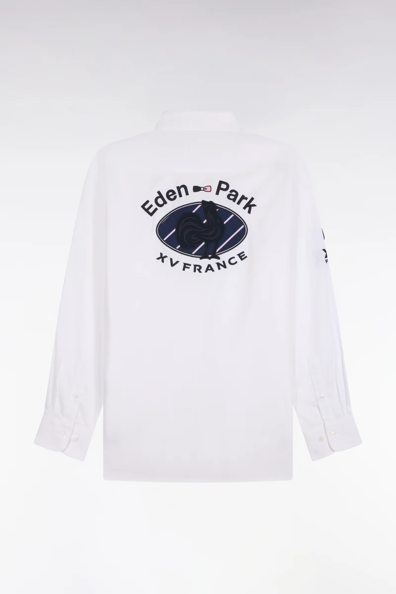 Chemise XV de France en coton blanc patch dos coupe droite
