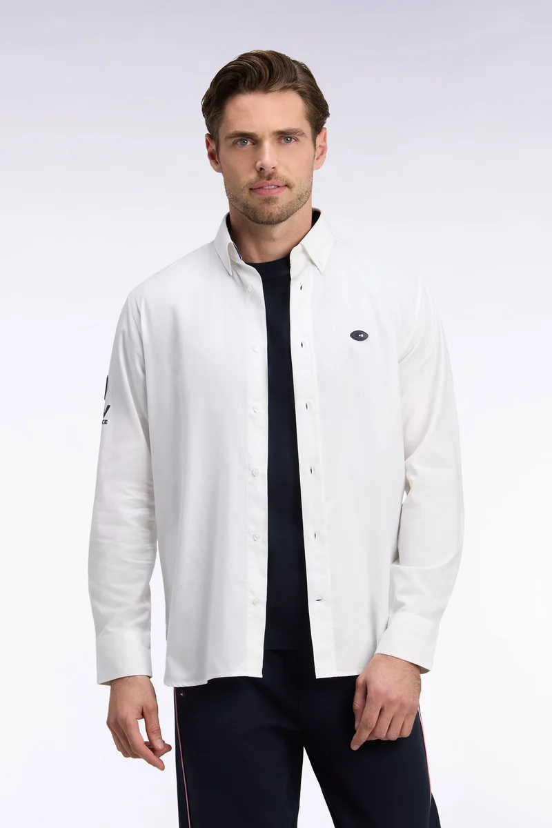 Chemise XV de France en coton blanc patch dos coupe droite