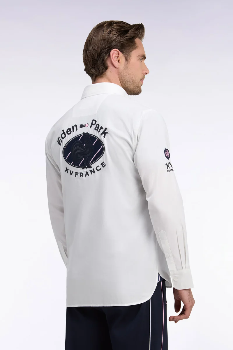 Chemise XV de France en coton blanc patch dos coupe droite