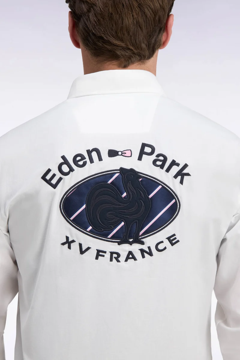 Chemise XV de France en coton blanc patch dos coupe droite