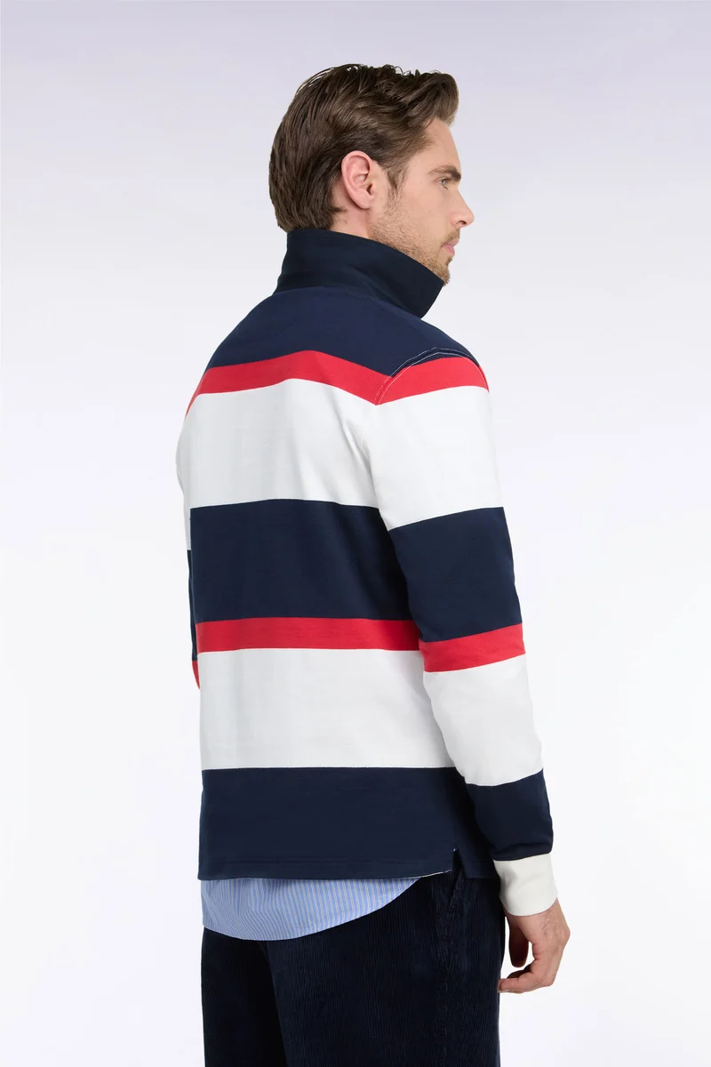 Maillot manches longues rayé marine avec broderie écusson