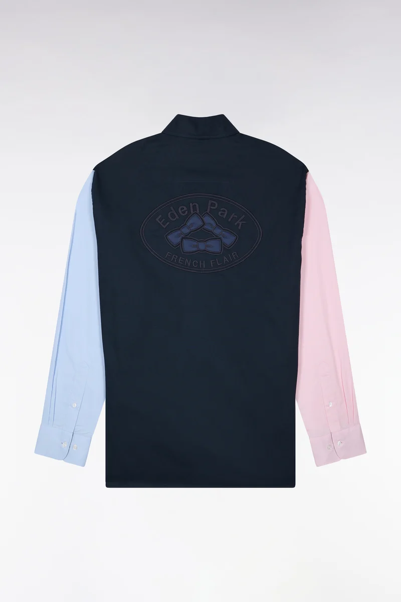 Chemise en coton oxford tricolore patch dos coupe droite