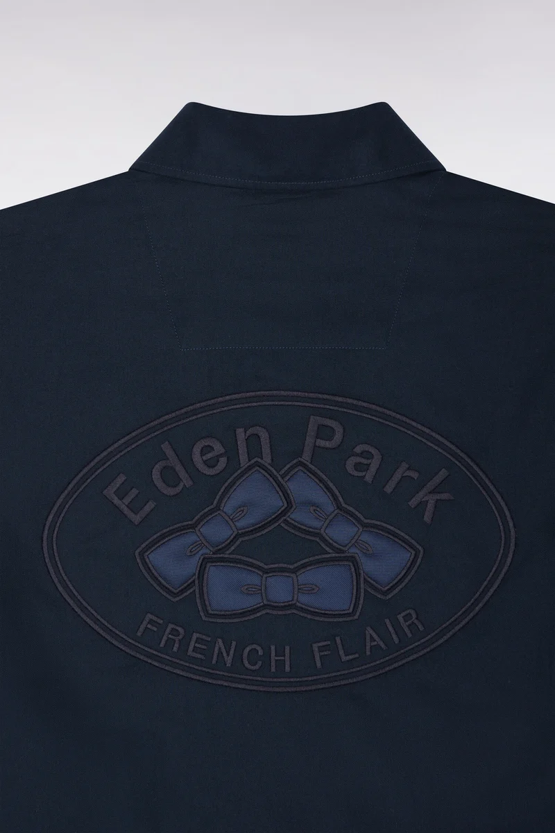 Chemise en coton oxford tricolore patch dos coupe droite