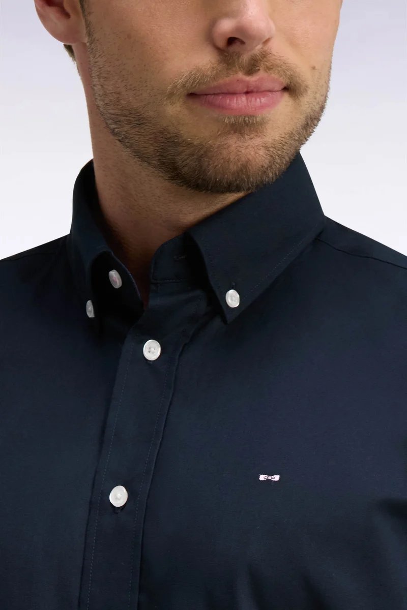 Chemise en coton oxford tricolore patch dos coupe droite
