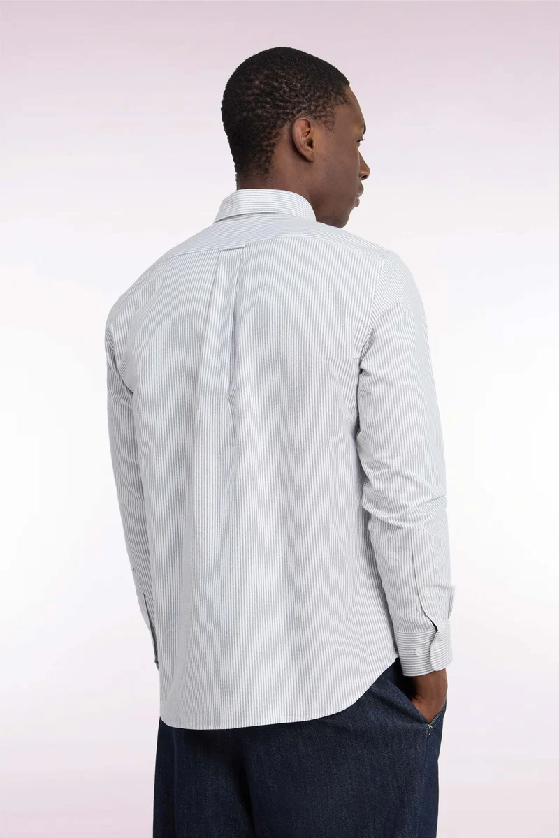 Chemise en coton à rayures bâtons marine coupe droite