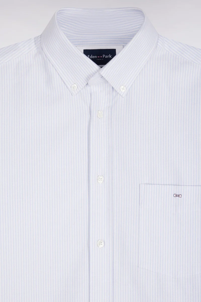 Chemise en coton à rayures bâtons ciel coupe droite