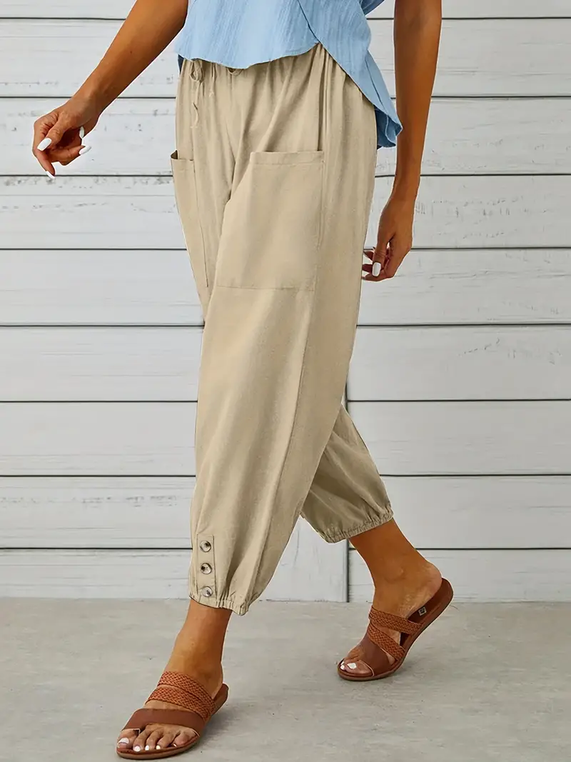 Luciane | Pantalon à cordon et boutons pour femme