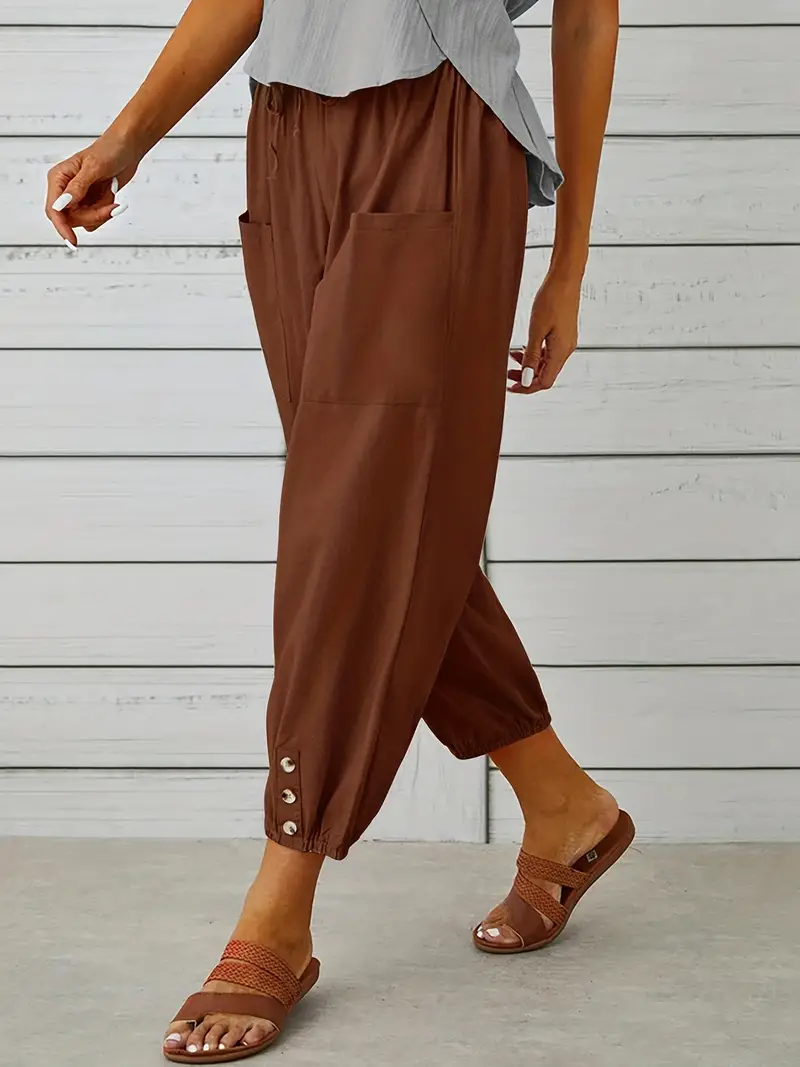 Luciane | Pantalon à cordon et boutons pour femme