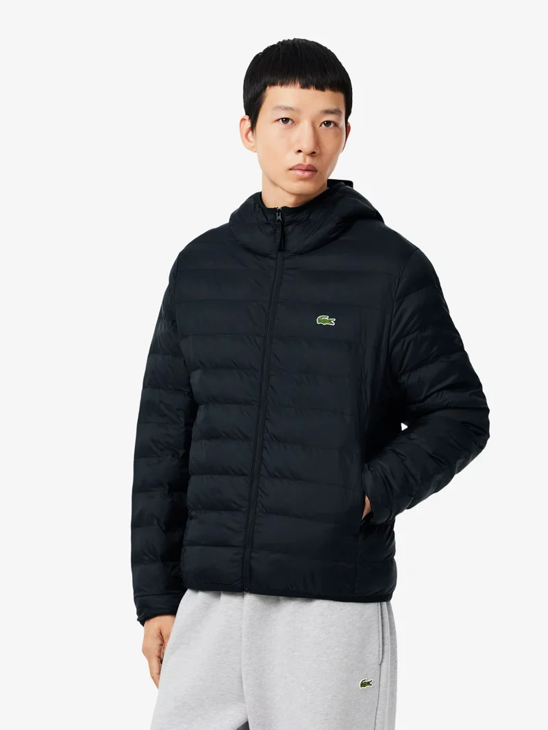 Doudoune à capuche déperlante Lacoste noire