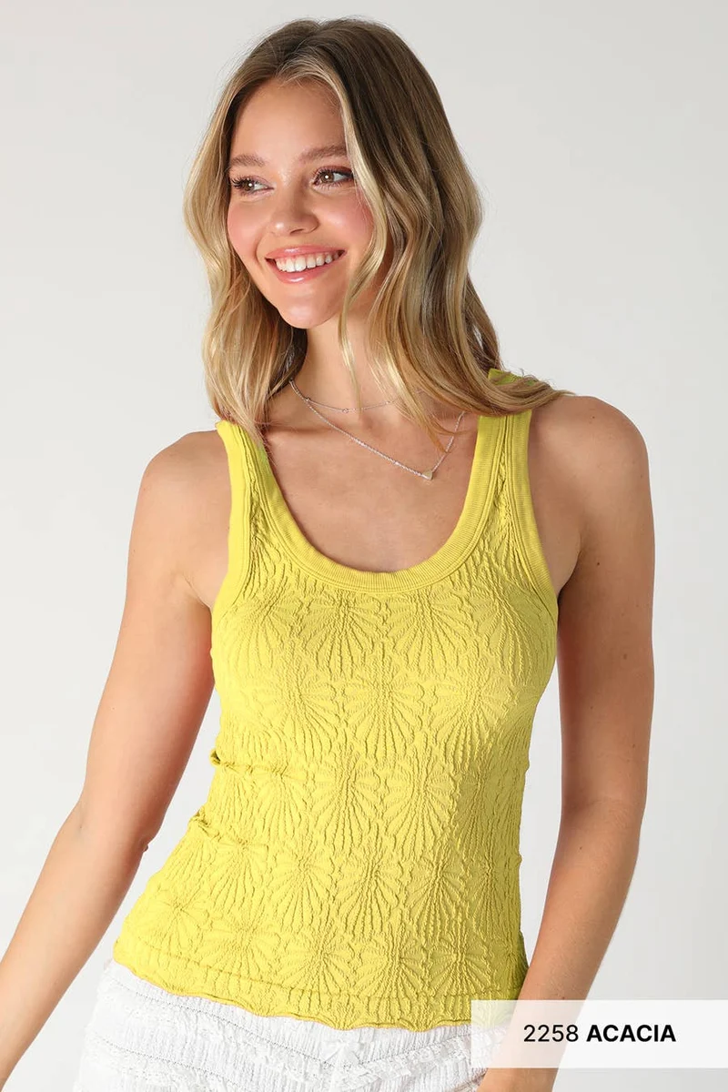 Reversible Lace Textured Tank Olive