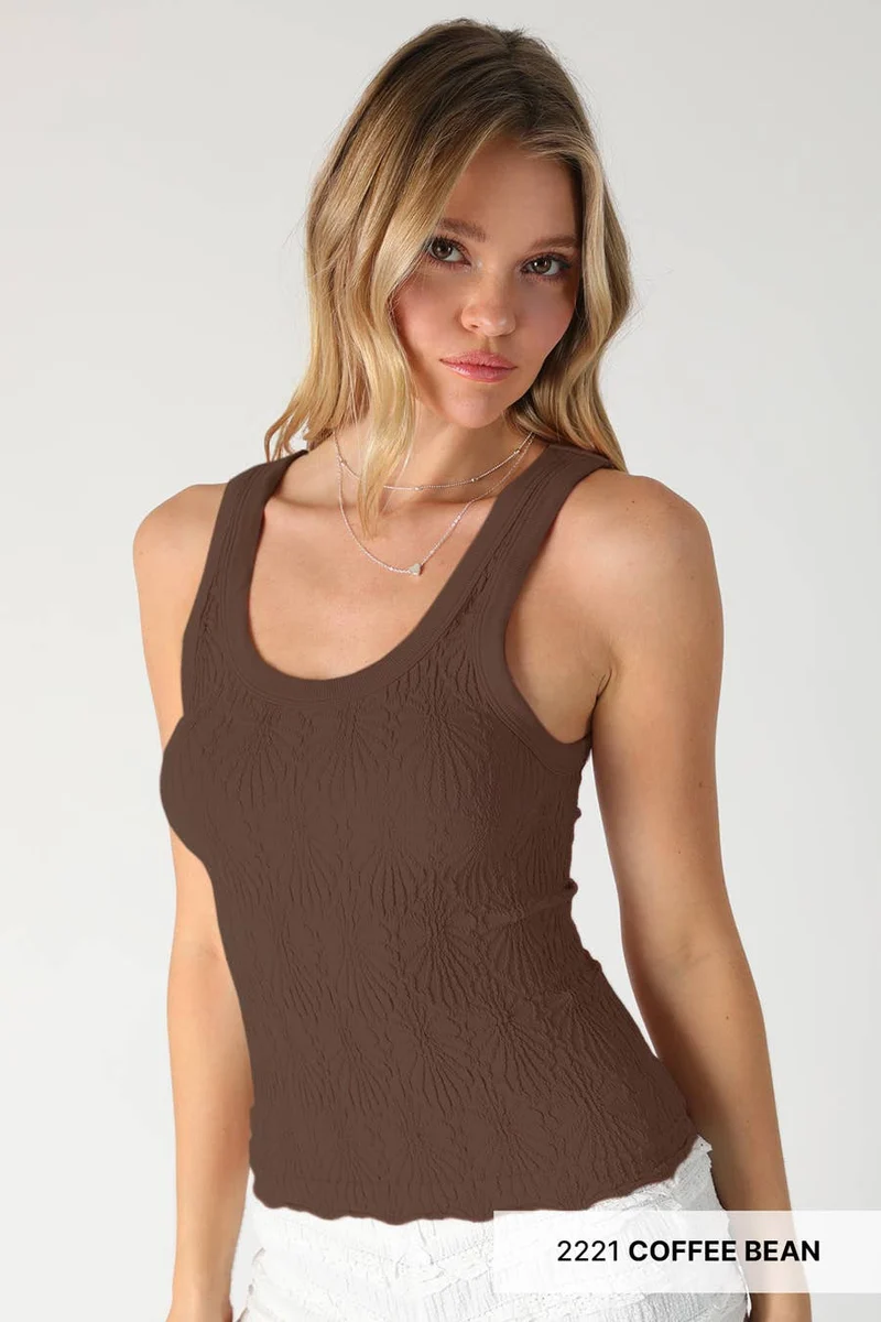 Reversible Lace Textured Tank Olive