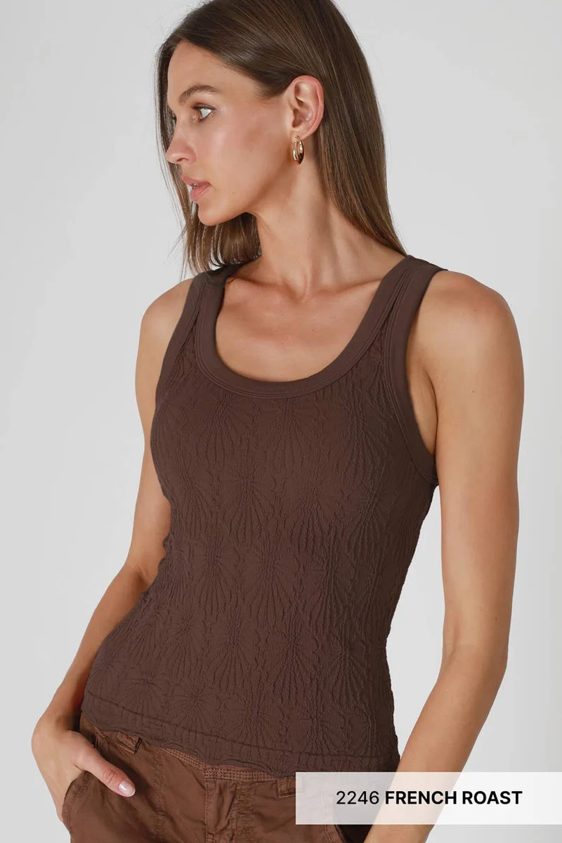 Reversible Lace Textured Tank Olive