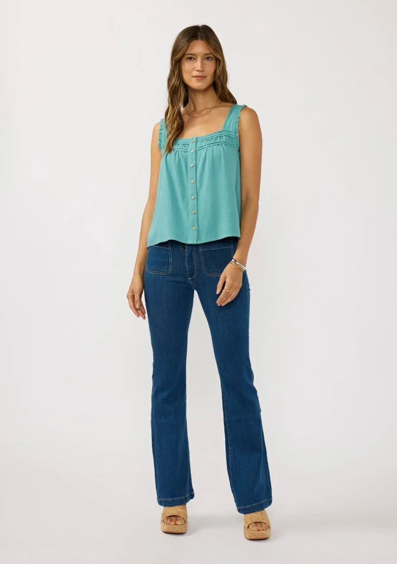 Pintuck Lace Trim Tank