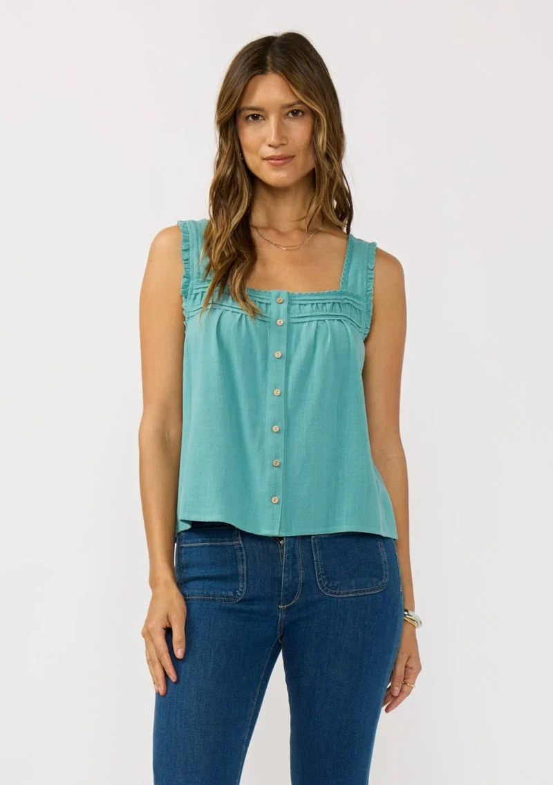 Pintuck Lace Trim Tank