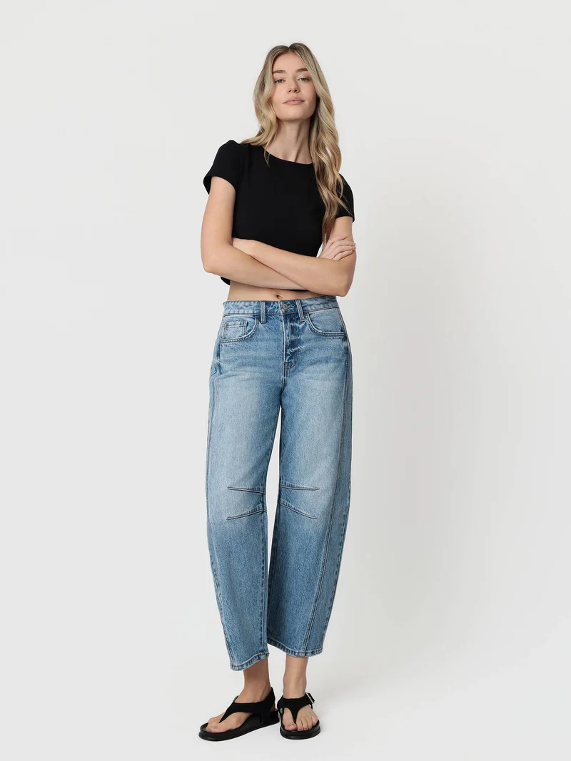 High Rise Dart Structured Barrel Pant