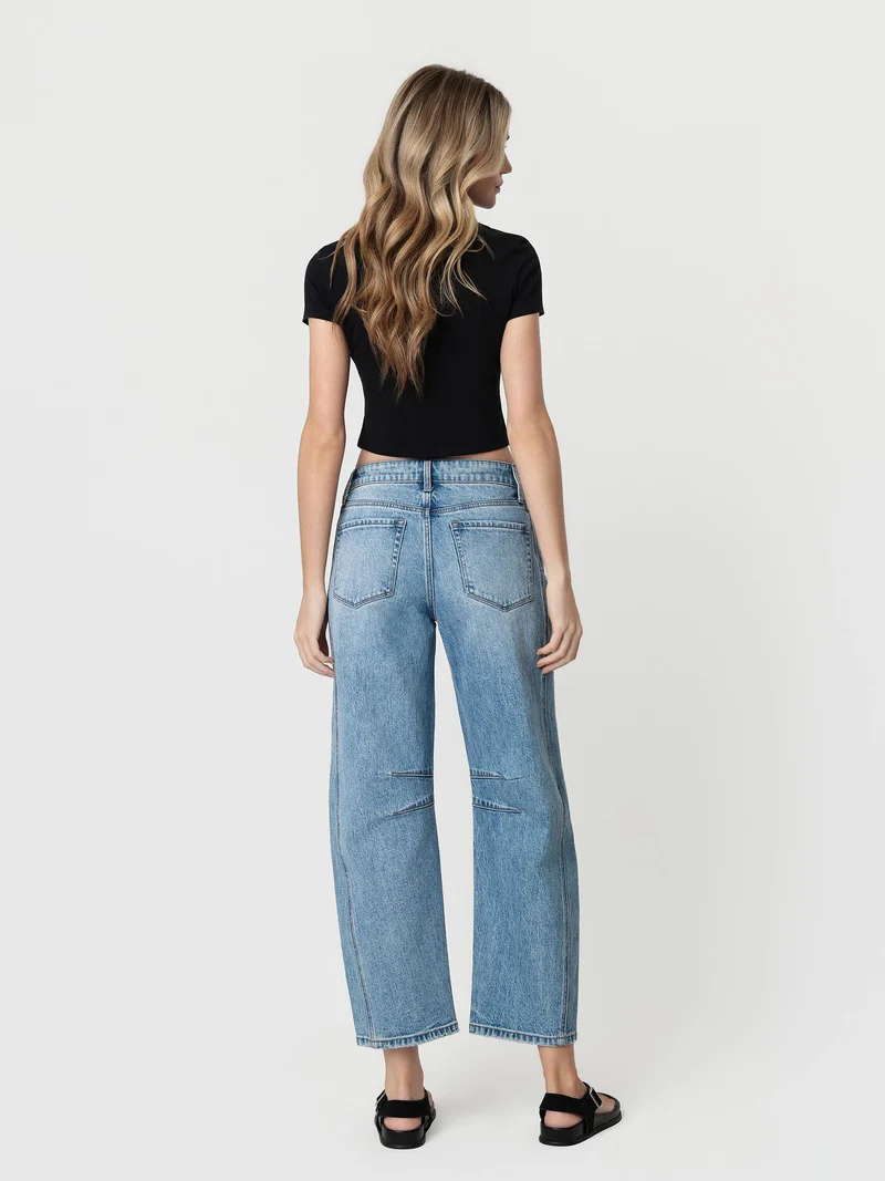 High Rise Dart Structured Barrel Pant