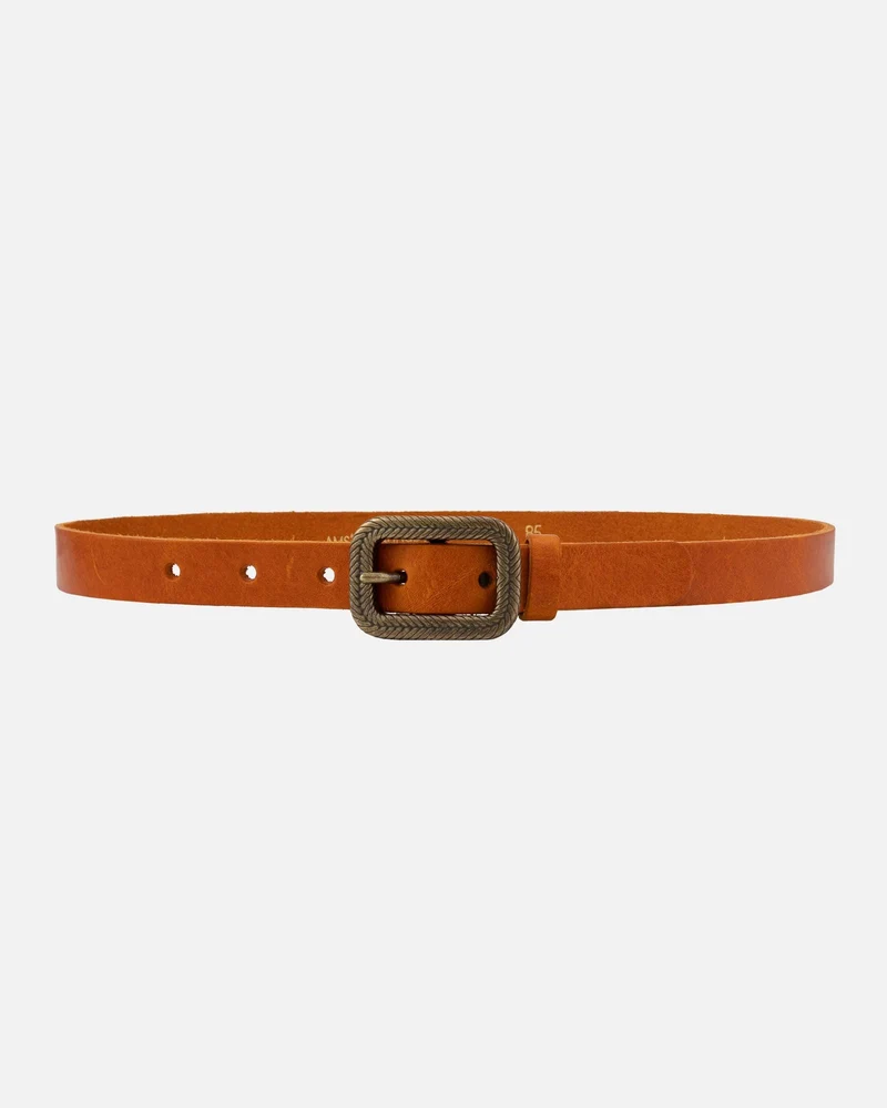 Brown Vintage Skinny Leather Belt