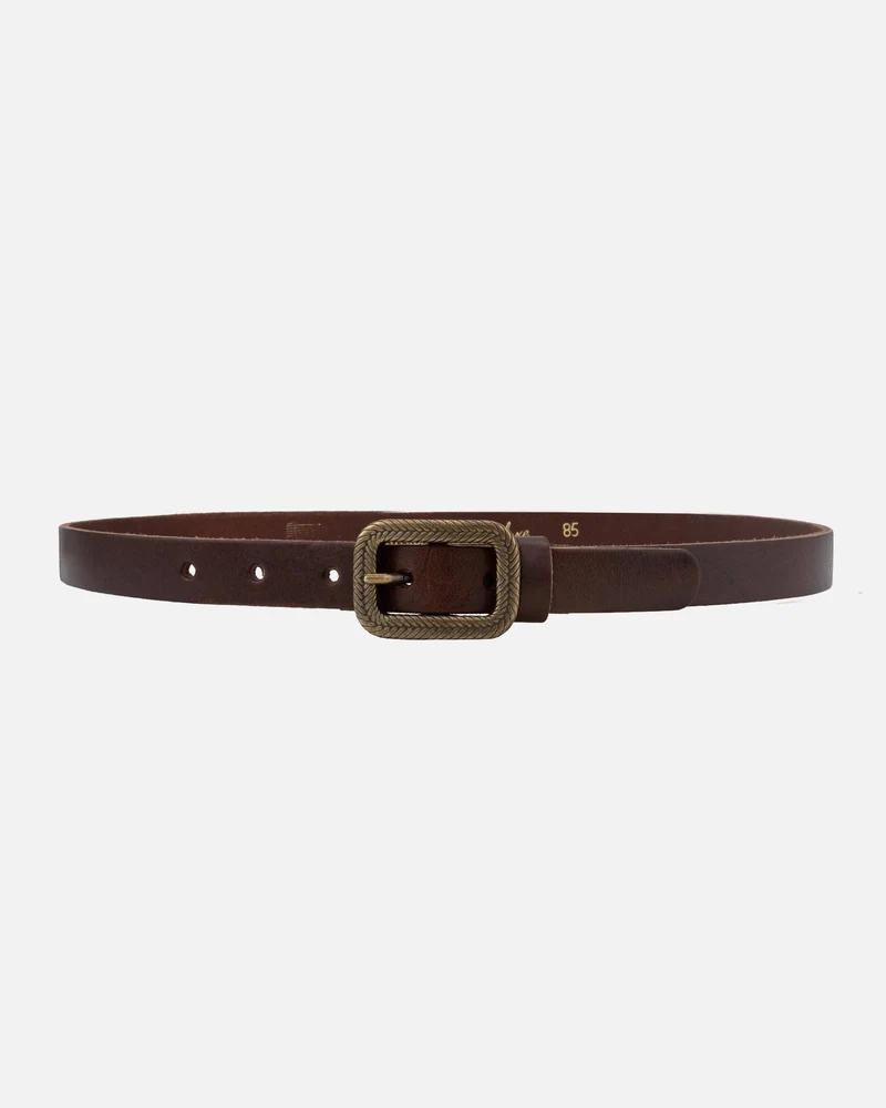 Brown Vintage Skinny Leather Belt