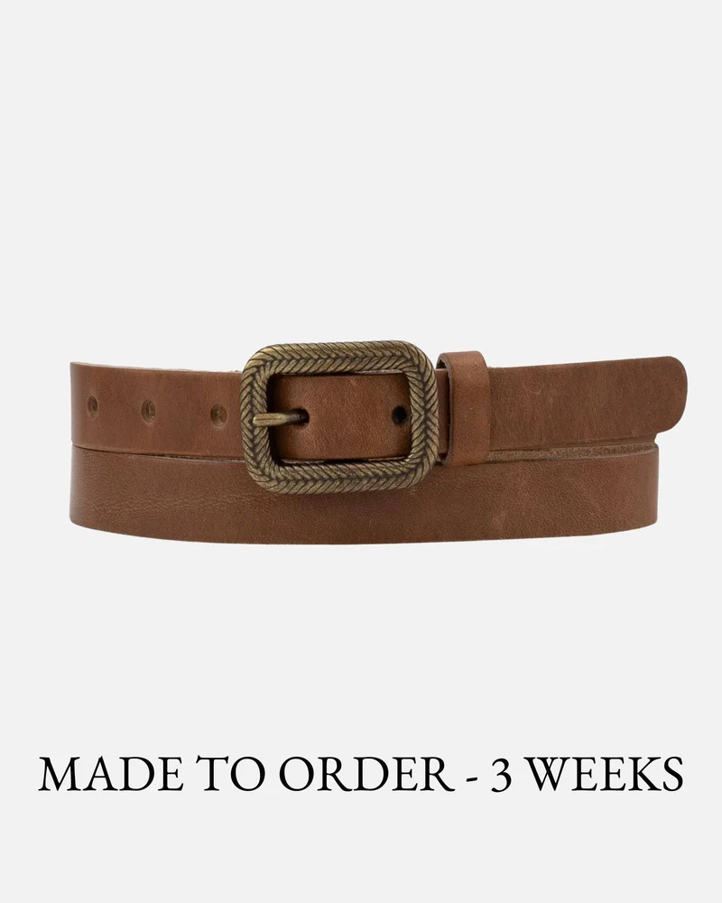 Brown Vintage Skinny Leather Belt