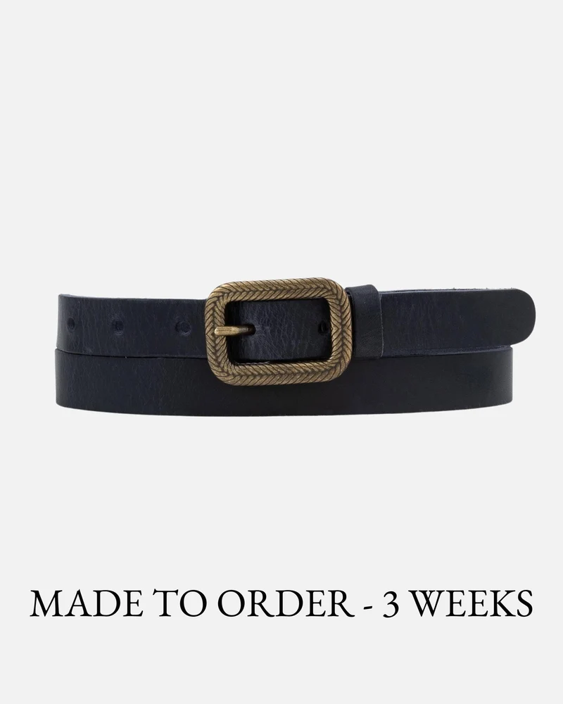 Brown Vintage Skinny Leather Belt